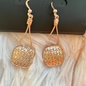 Rose Gold Necklace & Matching Pierced Earring Set